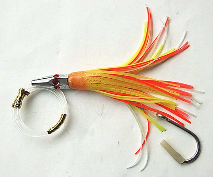 6.5INCH FISHE LURE OCTOPUS Kjol Bait Sea Trolling Lure Big Game Fiske Tackle Copper Head With Line Hook