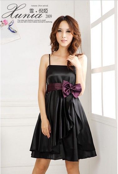 Lady Knee-Length Bridesmaid Spaghetti Strap Asymmetrical gown Party Evening Cocktail Dress