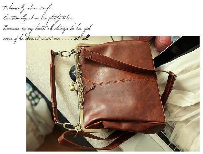 Retro Vintage Ladies Snap Closures Shoulder Purse Handbag Totes Bag