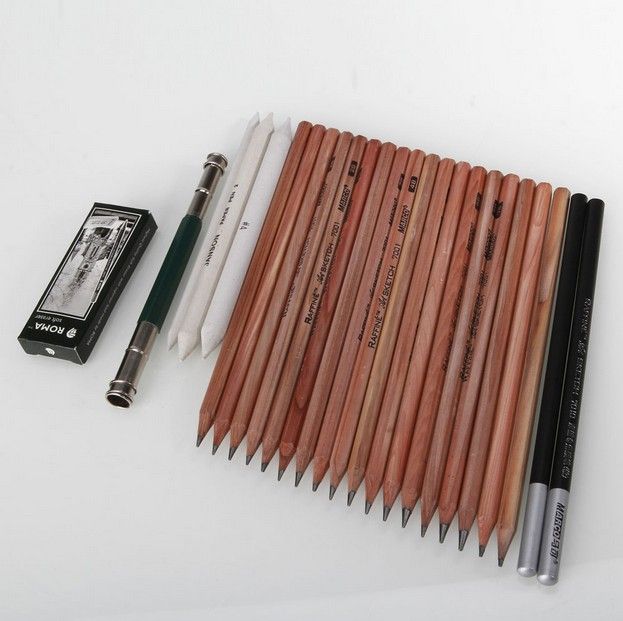 Sketch Pencils + Pencil Bag + Eraser + Knife + Pencil Extender Drawing Set From Zhaogang0810