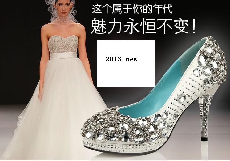 Beyaz Elmas Custom Made Yüksek Kalite Shinning Inci Üst Stiletto Topuk Düğün Parti Ayakkabı Pompalar