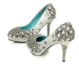 Vit diamant skräddarsydd högkvalitativ shinning pärla övre stiletto häl bröllop pumpar party skor