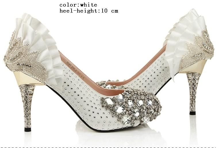 2 가지 색상 3 종류의 다이아몬드 고품질의 진주 진주 상단 스틸레토 힐 웨딩 펌프 파티 신발
