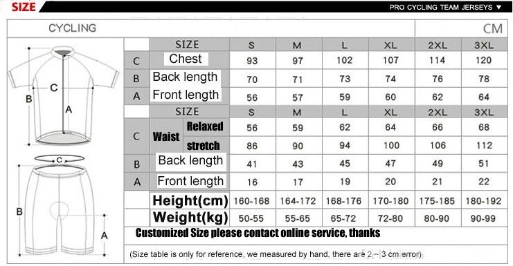 Rapha Size Chart