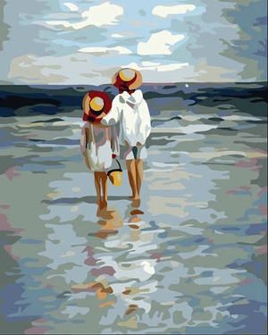 2018 hand painted diy oil painting by number acrylic paint beach
