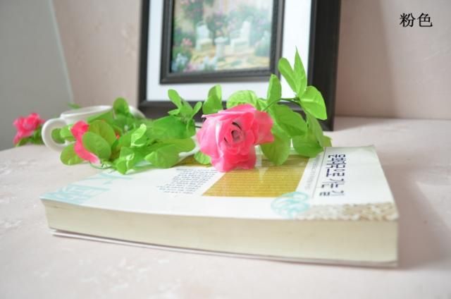 2015 Nova artifical Rose flower vine Silk rose Winding flor videira Rattan para enfeites de natal decorações do partido de casamento fornecer