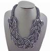 New 2colors Fashion Multilayer Chains Beads Handmand Craft Knit Choker Statement Necklace