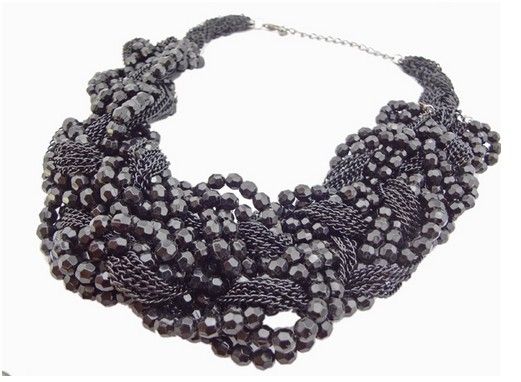 New Fashion Multilayer Chains Beads Handmand Craft Knit Choker Statement Necklace