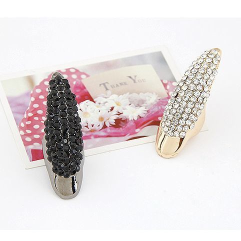 finger ring claw talon eagle nails gold tone crystal diamond