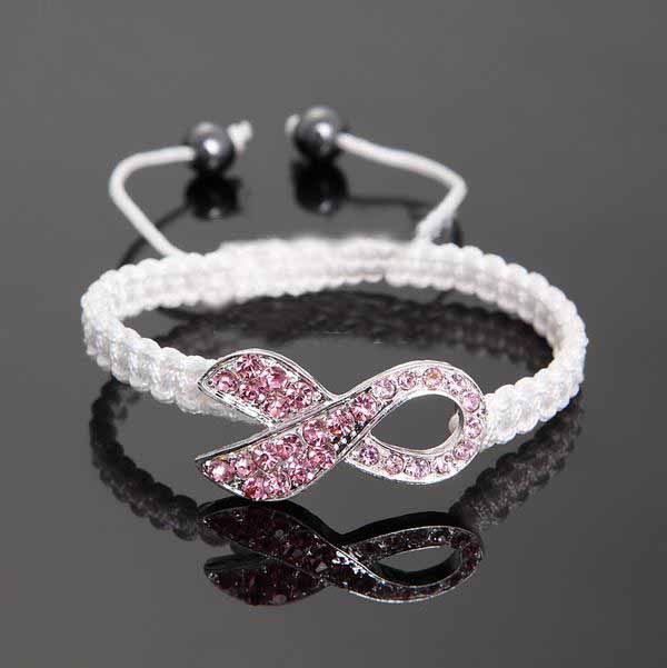 Niedriger Preis 100 Stück * Kristall-Rosa-Band-Brustkrebs-Bewusstseins-Armband, feines Geschenk