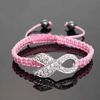 Baixo preço 100 pcs * Cristal Pink Ribbon Breast Cancer Awareness Pulseira Fino Presente