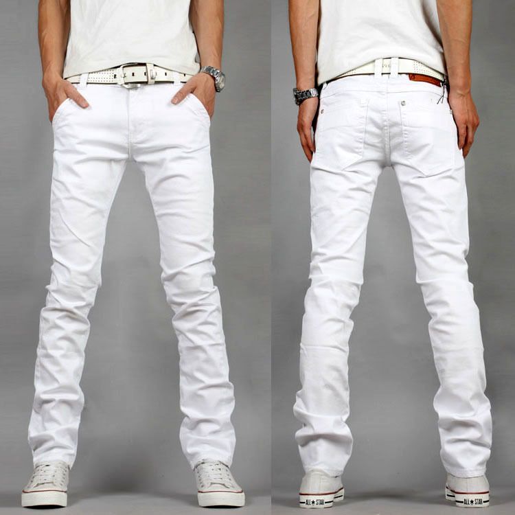 2017 2015 Fashion Mens Casual Trousers White Jeans Slim Fit Jeans Size ...