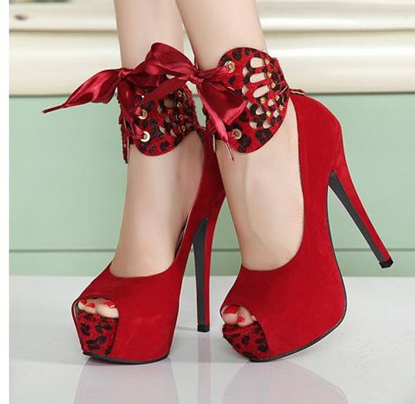 

2 Ways Sexy Red Black Leopard Peep Toe Platform Stiletto Dress shoes Size 34 40 3 Colors