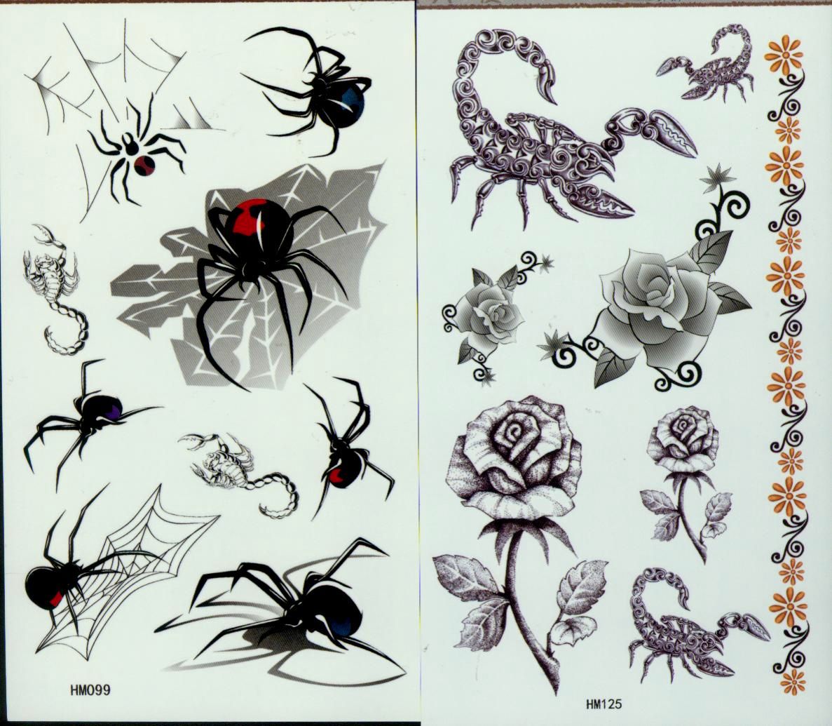 Tatuagens temporárias 50 pçs / lote tatuagem para body art aranhas tatuagem à prova d 'água braço peito tatuagens adesivos
