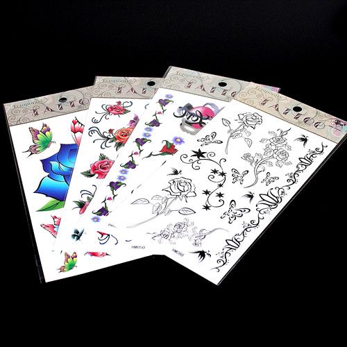 Temporary Tattoos 50 pcs/lot Butterfly Tattoo Stencils For Body Waterproof News Butterfly Tattoos 206*105 mm