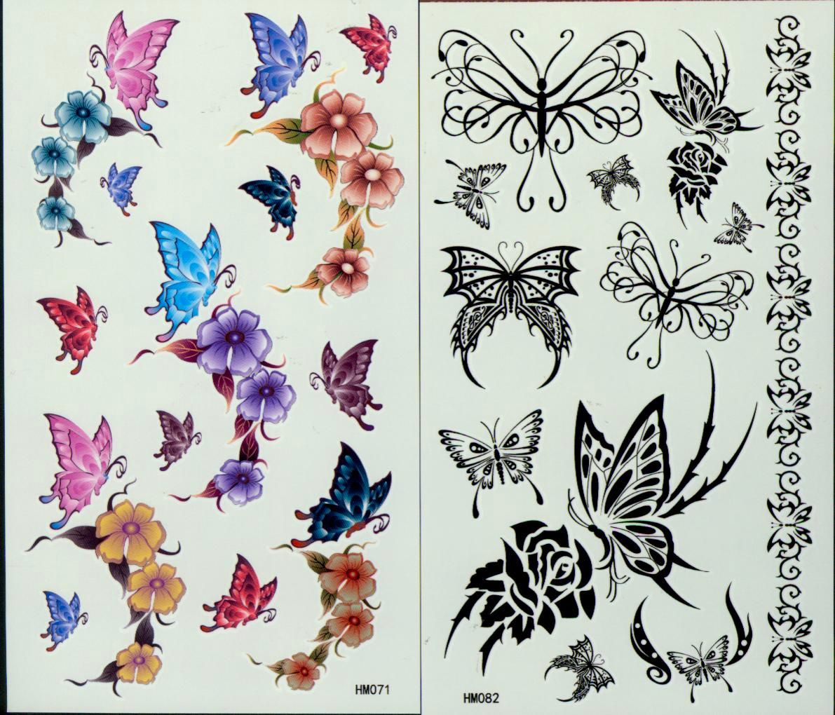 Temporäre Tattoos 50 StückSchmetterling Tattoo-Schablonen für den Körper, wasserdicht, Nachrichten, Schmetterlings-Tattoos, 206 x 105 mm