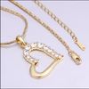 Bijoux de mode Top plaqué or 18K incrustation tchèque diamant pendentif coeur collier livraison gratuite 10pcs