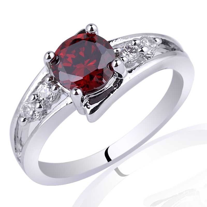 2018 6mm round stone promise ring red garnet 925 sterling silver size 6 promise ring