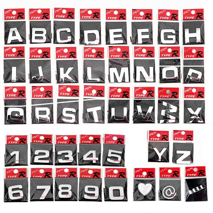2018 letter 3d sticker auto chrome badge letter decal number emblem letter emblems