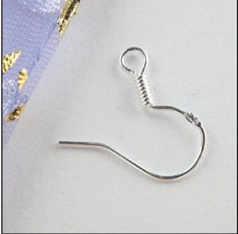 200pcs/lot hot Sterling 925 Silver Clasps & Hooks Earring Findings Fishwire Hooks Jewelry DIY 15mm fish Hook Fit Earrings