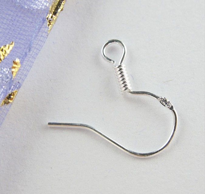 hot Sterling 925 Silver Clasps & Hooks Earring Findings Fishwire Hooks Jewelry DIY 15mm fish Hook Fit Earrings
