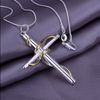 Factory price 925 silver chain necklace dichroic twisted rope cross pendant free shipping9017230
