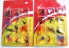 Fishing Lure Feathers Bait Flies Shape Fishing Tackle Single Hook Tie Feathers 12 pieces/card