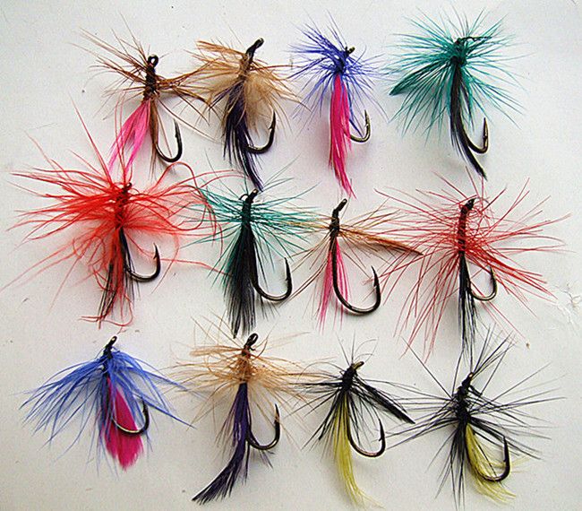 Fishing Lure Feathers Bait Flies Shape Fishing Tackle Single Hook Tie Feathers /card