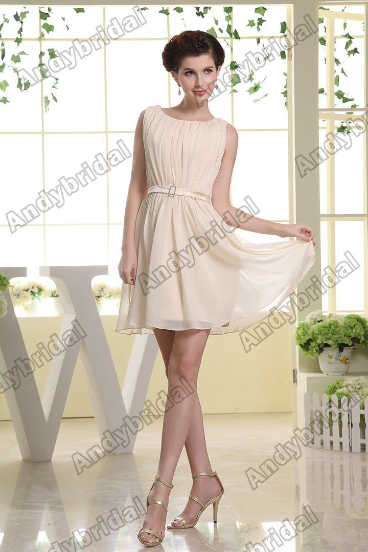 Champagne Bridesmaids Dresses 2015 Short Bridesmaid Dresses with Belt ...