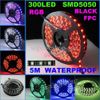 저렴한 5m RGB LED 라이트 스트립 5050 SMD 300 LED 방수 44Key IR 원격 컨트롤러 PCB 블랙