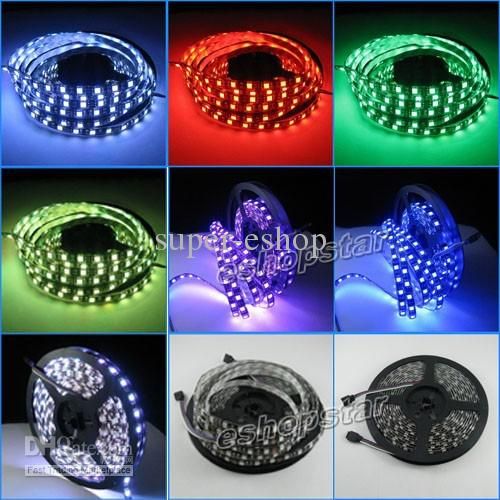 Cheap 5M RGB LED Light Strip 5050 SMD 300 LEDs WATERPROOF with 44key IR REMOTE Controller pcb black