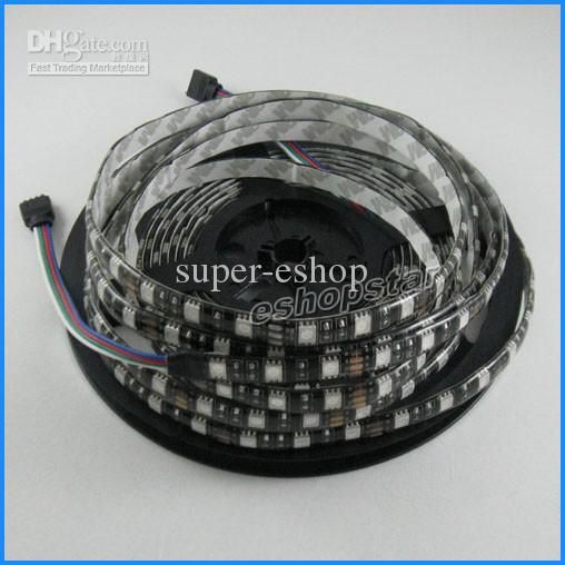 Cheap 5M RGB LED Light Strip 5050 SMD 300 LEDs WATERPROOF with 44key IR REMOTE Controller pcb black