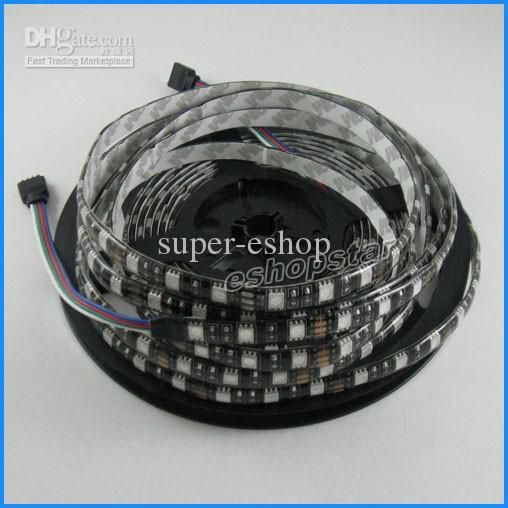 Tanie 5m RGB LED Light Strip 5050 SMD 300 LED Wodoodporna z 44Kley IR Remote Controller PCB Black