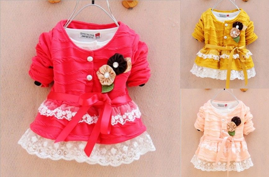 Autumn Girl Baby Flower Bow Coat Shirt Kids Girl Long Sleeve Cardigan Lace Shirt From Handleman