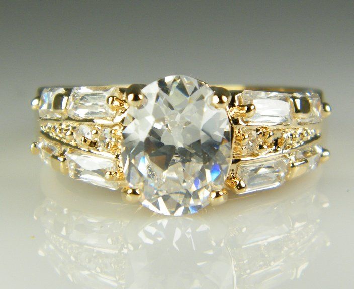 Luxury 18k Solid Yellow Gold  Plated Crystal Zircon 