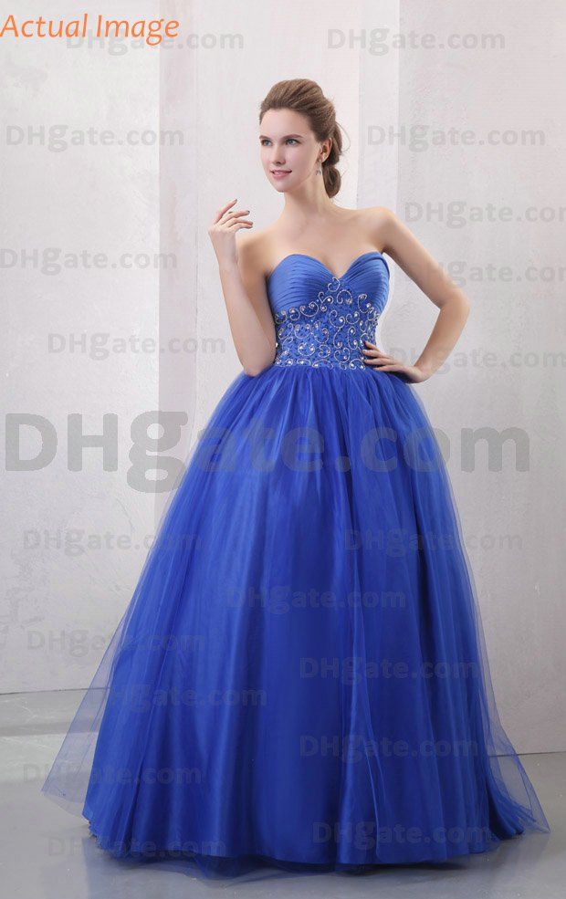 High End Quinceanera Dress Royal Blue Ball Gown Sweetheart Beaded White ...