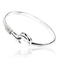 Wholesale Fashion White Gold Dolphin Bangles Sterling Silver Bracelets Dolphin Love Legend Open Bangle For Women From Indian Adjustable Size