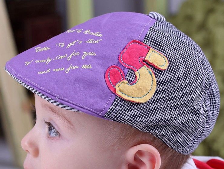 Primavera nueva versión coreana de casquillo niños sombrero bebé sombrero hombres y mujeres bebé número 5 boinas