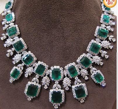 EMERALD AND DIAMOND NECKLACE ROUND 477 PEAR 61 MARQUIS From Liuweia ...