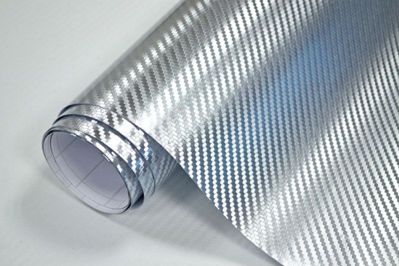 Silver Chrome Carbon Fiber DESIGN Vinyl Wrap Car Sticker Film / Size 1.