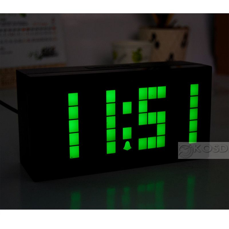 Big Jumbo LED Alarm Clock Display Wall LED Digital Clocks Green