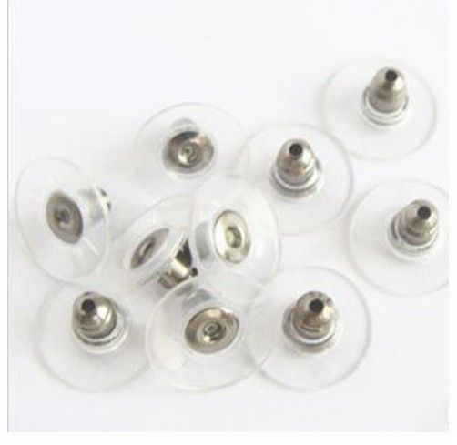 Silver Tone Hypo Allergene Bullet Clutch Earring Backs met Pad 1000PCS (500 Paar / partij) E01307
