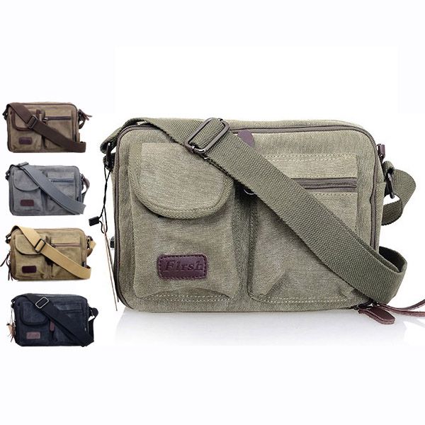 Men's Canvas Messenger Bag Unisex Cross Girl's School Bag Women's ...