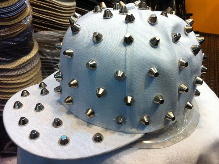 White Rivet Cap Spike Studs Baseball Hat Snapback Caps Customized Stage