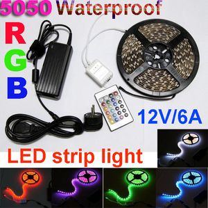 RGB водонепроницаемый LED полосы света SMD5050 300 LED rope light + 12 В / 6A питания + ИК пульт дистанционного управления