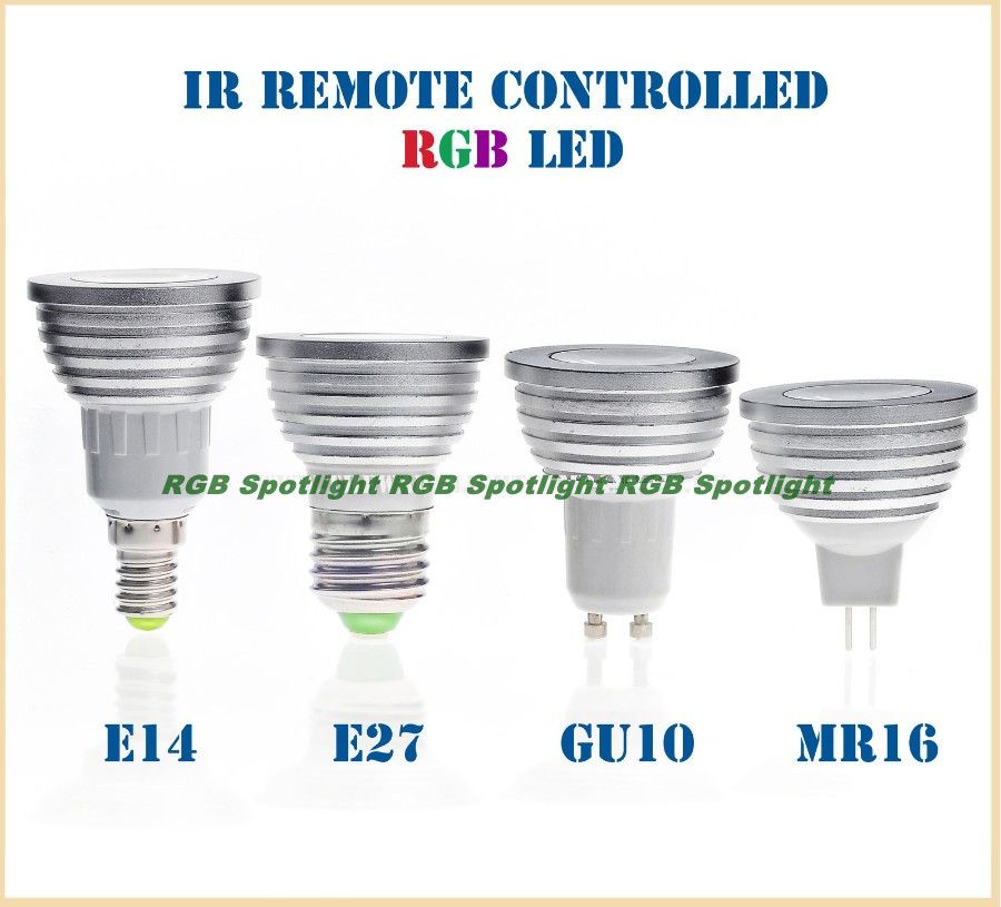 GU10 E27 E14 B22 MR16 GU5.3 MR11 3W LED RGB Colour Changing Spotlight Light Bulb From Bigbong