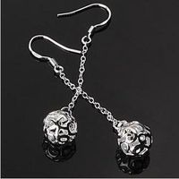 Wholesale Long Silver Ball Earrings For Women Hollow Out Pendant Sterling Silver Earrings For Wedding Couple