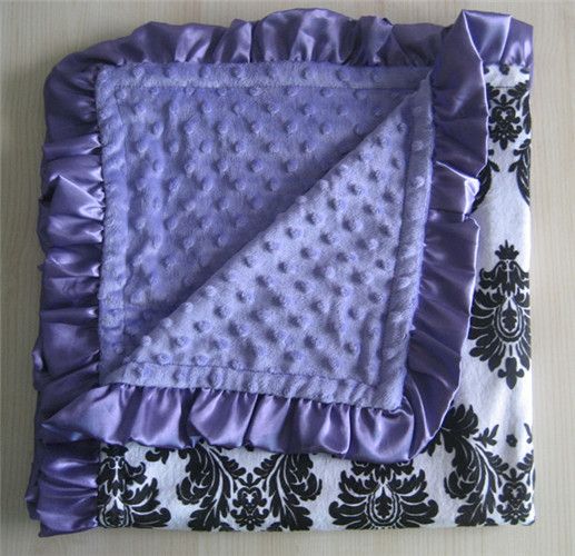 Damask With Purple Dots Minky Baby Blanket Soft Minky Blanket+30x30 Inches From Hannah528, 16.