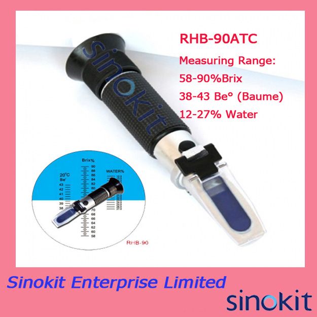 /1lot Hand Held Portable Honey Refractometer Black Grip RHB 90ATC With