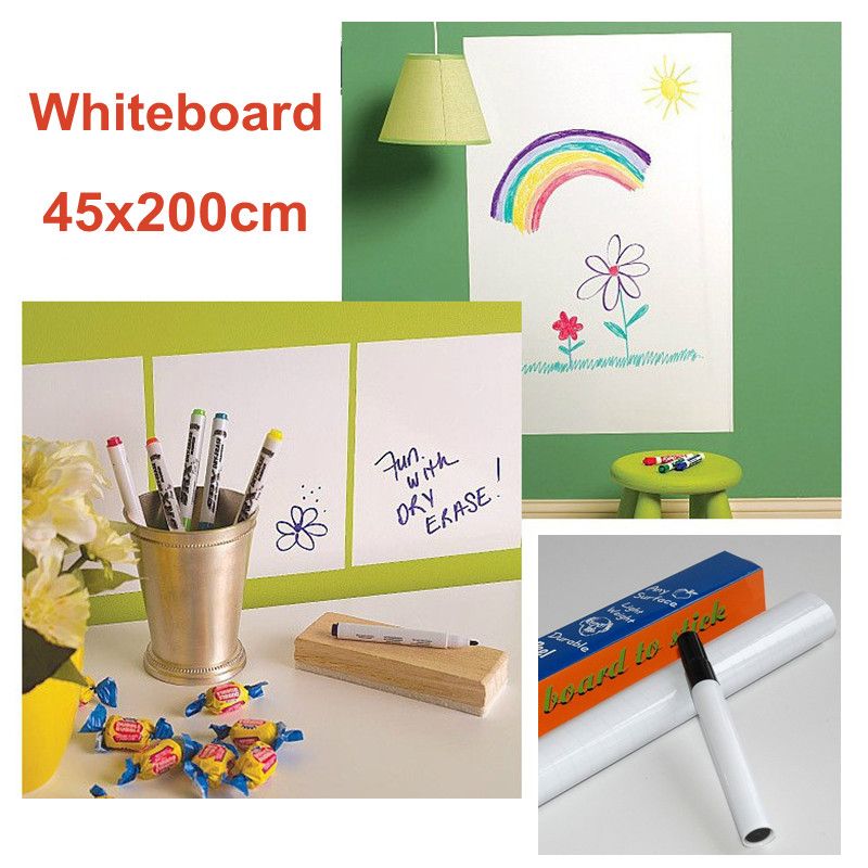 45x200cm Removable Whiteboard Wall Paper Decor Sticker Whiteboard Pen